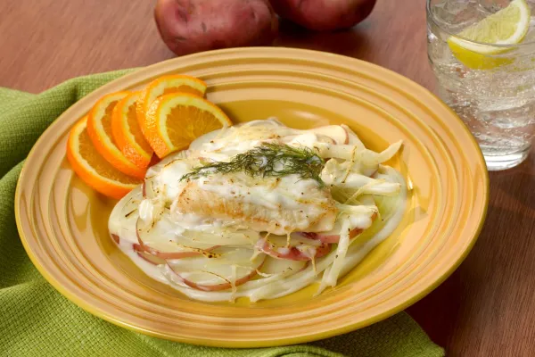 Aardappelgratin met kip en venkel
