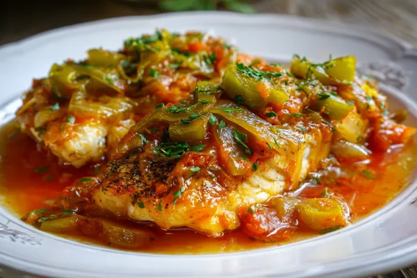 Gebakken vis met creoolse saus