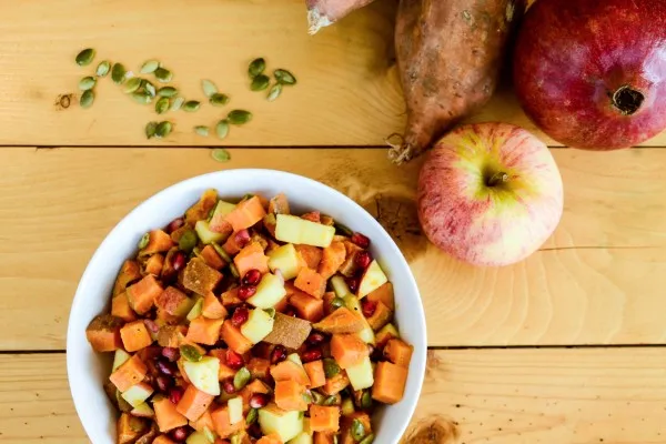 Herfstsalade met zoete aardappel