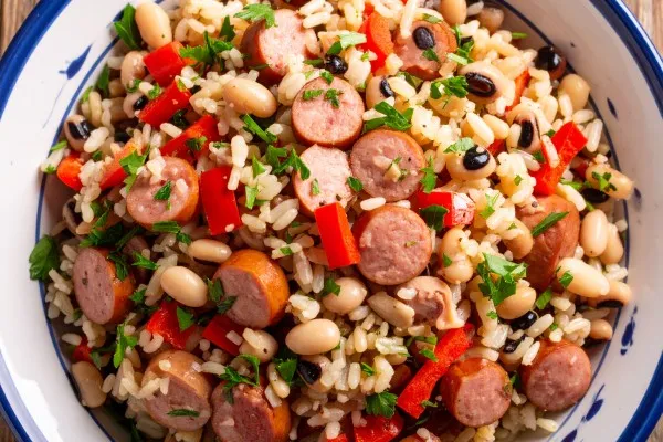 Hoppin' John (worst, zwarte-ogenbonen en rijst)