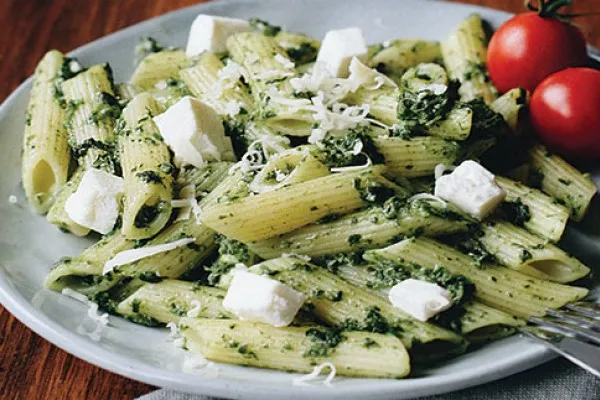 Spaghetti met spinaziepesto