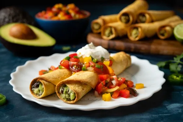 Taquito's met avocado en zwarte bonen