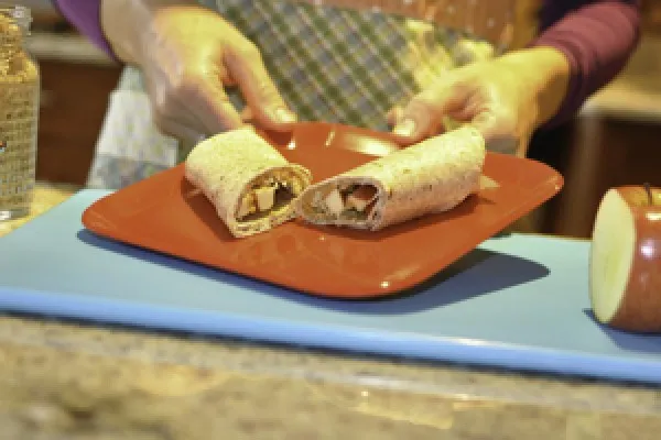 Wraps met pindakaas en appel